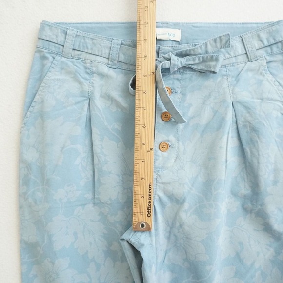 Sundance Women Bastille Easy Floral Print Pants Size 4 Blue Button Fly Tie Waist - Picture 7 of 11